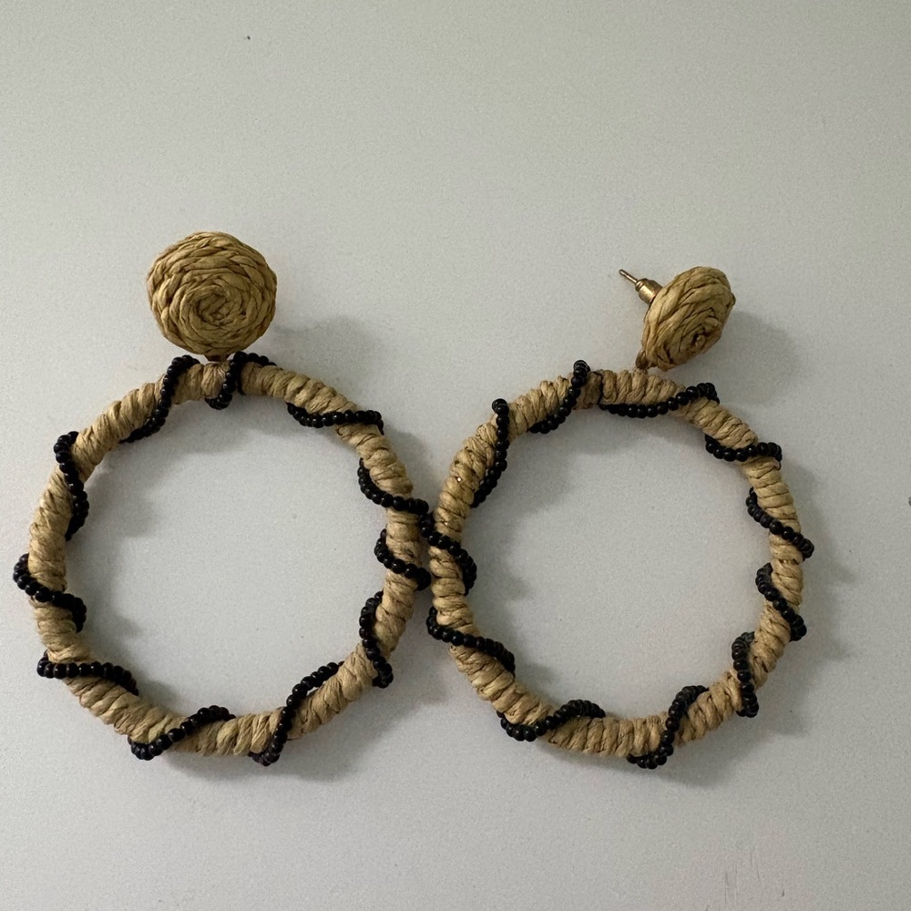 The Perfect Summer Black and Tan Hoop Earrings
